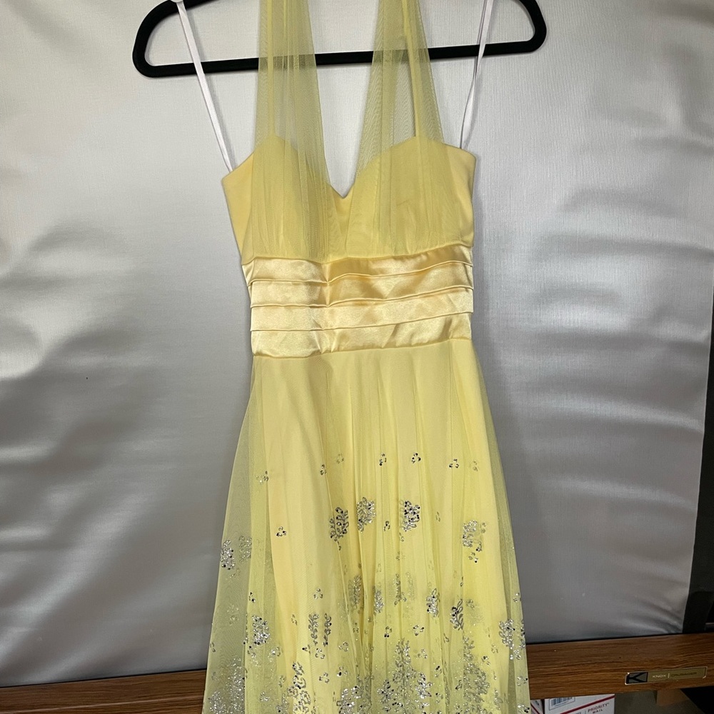 Taboo Yellow Casual Juniors Small Prom Dress Halter